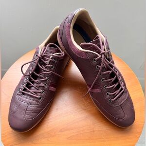 Lacoste Misano 36 Dark Brown/Purple, Leather Suede Sneakers, Size 9.5.